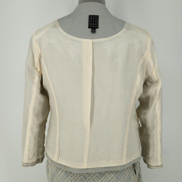 Due Per Due Skirt Suit Petites 12P Green Beige Plaid Silk Blend Lined Vintage - Picture 10 of 16